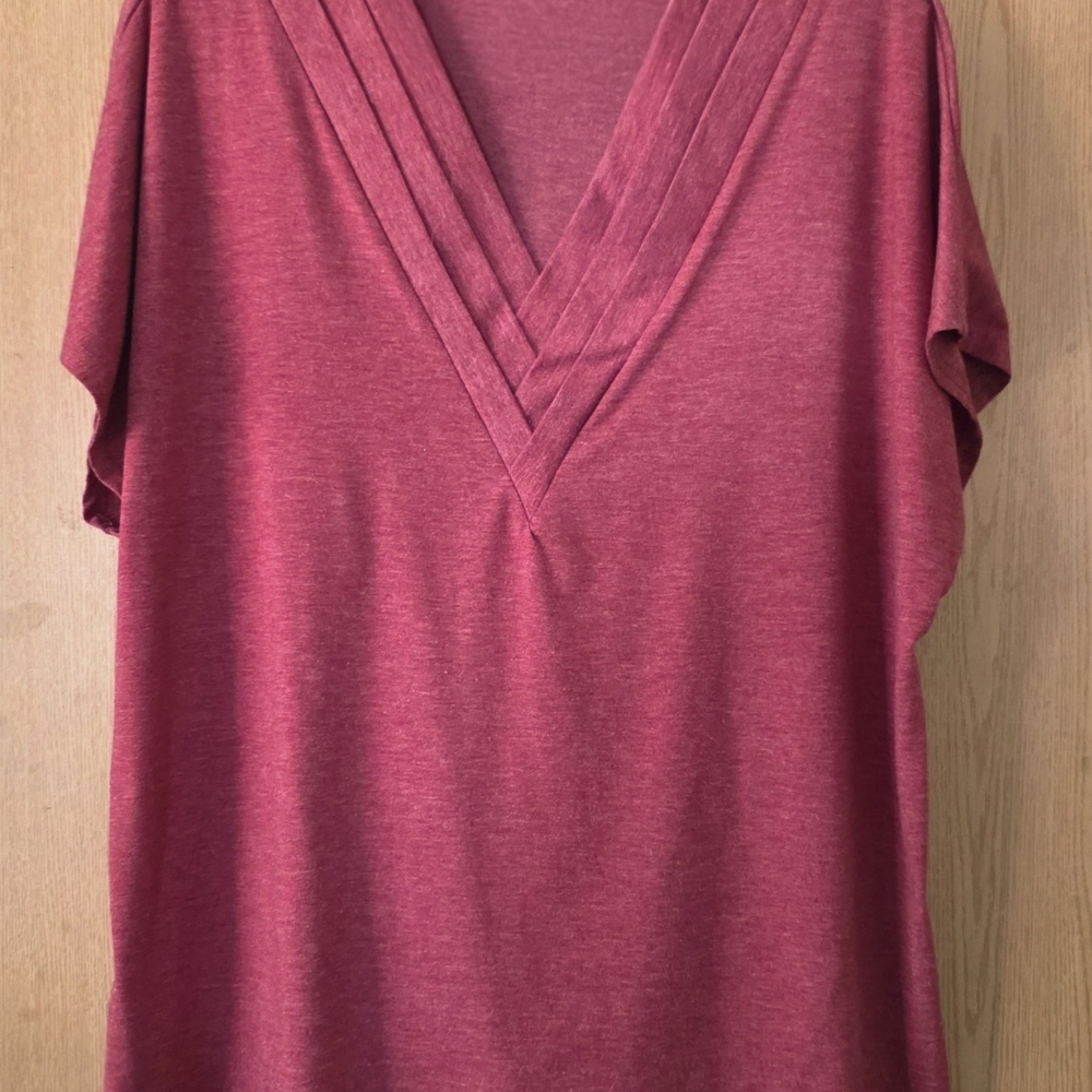 Elegant V-Neck Red Women's Top